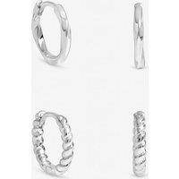 Inicio Women's Sterling Silver Plated Polished Hoops - Pack of 2
