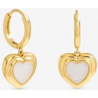Inicio Women's Gold Plated Mother of Pearl Heart Earrings - Gift Pouch