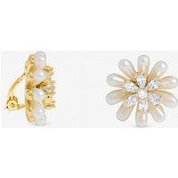 Jon Richard Women's Gold Plated Pearl & Crystal Flower Clip Earrings