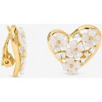 Jon Richard Women's Gold Plated Floral Encrusted Heart Clip Earrings