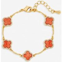 Jon Richard Women's Gold Plated Coral Clover Station Bracelet