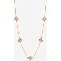 Jon Richard Women's Gold Plated & Pink Station Clover Necklace