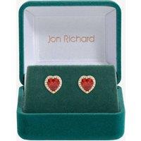 Jon Richard Women's Gold Plated & Red Heart Earrings