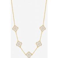 Jon Richard Women's Gold Plated & Mother of Pearl Polished Clover Necklace