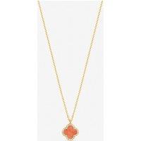 Jon Richard Women's Gold Plated & Coral Clover Pendant Necklace
