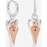 Inicio Women's Sterling Silver Plated Two Tone Heart Charm Hoop Earrings - Gift Pouch