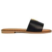 XY London Women's 'Rorie' Slip On Cut Out Flat Sandal Sliders in Black | Size: 6