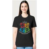 Harry Potter Women's Hogwarts School Of Witchcraft & Wizardry Mascots Relaxed Fit T-Shirt in Black | Size: 2XL