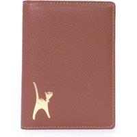 Catwalk Collection Handbags Women's Skye Leather Passport Holder With Embossed Cat in Tan | Size: Small