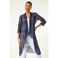 Roman Women's Mesh Burnout Longline Kimono in Navy | Size: 10