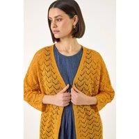 Roman Women's Wave Stitch Detail Knit Cardigan in Orange | Size: 18