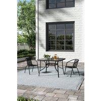 Garden Sanctuary Square 2-Person Garden Tempered Glass Dining Table & Chairs Set in Black
