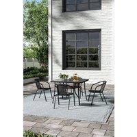 Garden Sanctuary Square 4-Person Garden Tempered Glass Dining Table & Chairs Set in Black