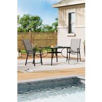 Living and Home 2-Person Outdoor Square Bistro Dining Table Chair Set in Black
