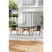 Living and Home 105 X 105 cm Square 2 - Person Dining Bistro Set in Black
