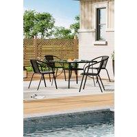 Living and Home 4-Seater Outdoor Garden Dining Bistro Set in Black