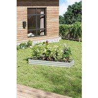 H&O Direct Metal Outdoor Rectangular Raised Garden Bed in Silver