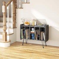 Huhote Record Player Stand Vinyl Turntable Stand With 3 Tier Storage Cabinet in Grey