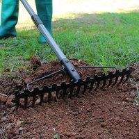 Walensee 5.4 Foot Heavy-Duty Bow Rake 17 Steel Tines Stainless Steel Handle in Silver