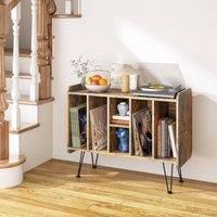Huhote Record Player Stand Vinyl Turntable Stand With 3 Tier Storage Cabinet in Brown