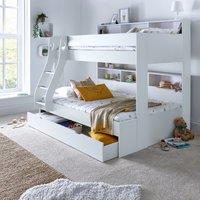 Bedmaster Oliver Triple Sleeper Storage Bunk Bed Without Drawer With Spring Mattresses in White | Size: Small Double