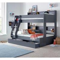 Bedmaster Oliver Triple Sleeper Storage Bunk Bed Without Drawer in Dark Grey | Size: Small Double