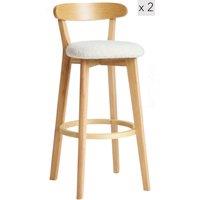 Nordlys Set of 2 Scandinavian Solid Wood Bar Stools in White