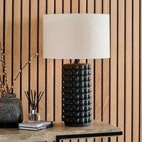 Ruma Bobbled Ceramic Tall Table Lamp With Drum Shade in Black
