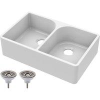 Balterley 2 Bowl Fireclay Butler Sink Full Weir Wastes 795x500x220mm in White