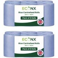 ECONX Blue Centrefeed Rolls 2-Ply Paper Hand Towels 150M Centrefeed Rolls | Size: 12 Pack