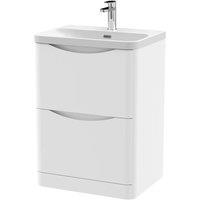 Balterley Bathroom Floor Standing 2 Drawer Vanity, Ceramic Basin, White, 600mm in White