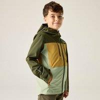 Regatta Highton Panelled Hooded Waterproof Jacket in Khaki | Size: 4-5