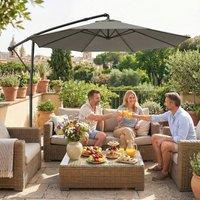 OUTSUNNY 3 m Garden Cantilever Parasol with Cover, Rotation in Grey | Size: 3m x 3m