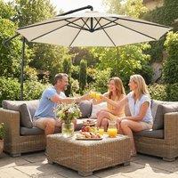 OUTSUNNY 3 m Garden Cantilever Parasol with Cover, Rotation in Cream | Size: 3m x 3m