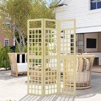 OUTSUNNY 3-Panel Wooden Garden Privacy Screen, Natural Wood Finish
