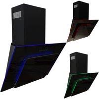 SIA 70cm Black LED Edge Lit Angled Glass Cooker Hood Extractor - AGE71BL