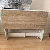 VOGREX Dining Table Small Breakfast Desk Folding Space in Light Oak