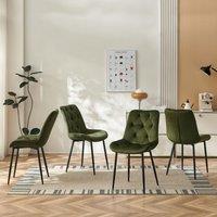 SONARA Modern Set of 4 Velvet Dining Chairs with Ergonomic Upholstered Seat in Green