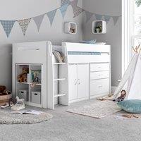 Bedmaster Lacy Storage Mid Sleeper Bed & Spring Mattress in White | Size: Single