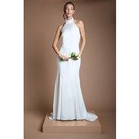 Oasis Women's Matte & Satin Wedding Dress With Puddle in Ivory | Size: 14