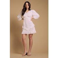 Oasis Women's Chiffon Mix Mini Dress With Tie Back in Ivory | Size: 10