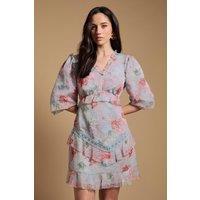 Oasis Women's Bow Detail Dobby Mix Mini Dress | Size: 8