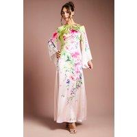 Coast Women's Long Sleeve Satin Printed Maxi Dress in Lime | Size: 12