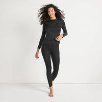 Lands' End Women's Petite Lightweight Silk Interlock Long Johns in Black | Size: 20