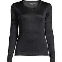 Lands' End Women's Petite Lightweight Silk Interlock Crew Neck Top in Black | Size: 20