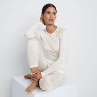 Lands' End Women's Petite Lightweight Silk Interlock Crew Neck Top in Ivory | Size: 20