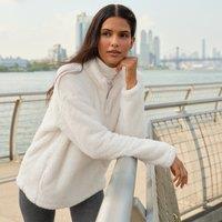 Lands' End Women's Softest Fleece Quarter Zip Top in Ivory | Size: 16-18