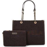 Carvela Women's 'Sorrento Midi Raffia' Bag in Dark Brown