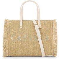 Carvela Women's 'Frame Raffia Midi' Bag in Beige
