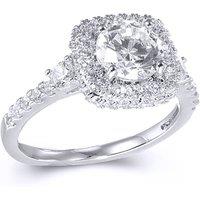 Jewelco London Women's Silver CZ Shoulder-set Cluster Solitaire Engagement Ring | Size: Q